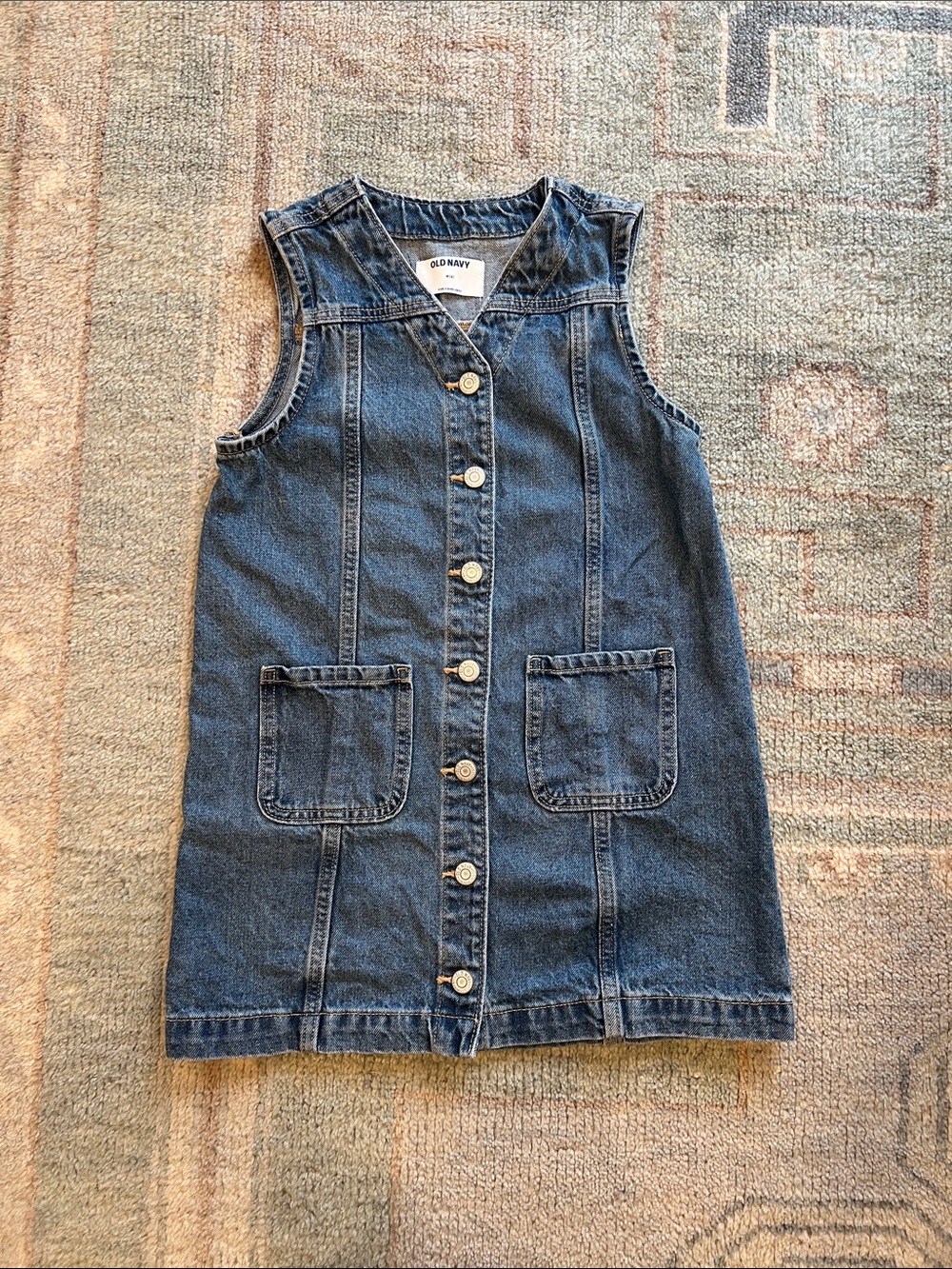 Old Navy Sleeveless Dark Blue Denim Button-Front Dress